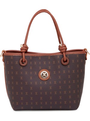 Tergan Kahverengi Print Kadın Omuz Çantası - S26Y1PR09193-T4J