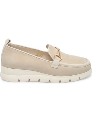 Tergan Bej Hakiki Nubuk Deri Kadın Loafer - K25I1AY68054-B23