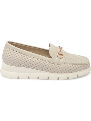 Tergan Ekru Hakiki Deri Kadın Makosen - K25I1AY68102-R90