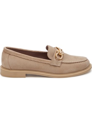 Tergan Bej Hakiki Süet Deri Kadın Makosen - K25I1AY68103-B79