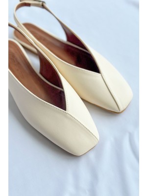 Nil Shoes Miya Ekru Cilt Babet