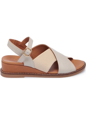 Tergan Bej Hakiki Deri Kadın Sandalet - K25Y1SN68056-A25