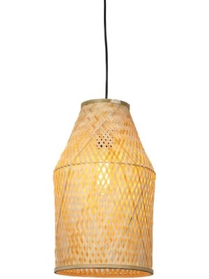 Ocean Point El Örmesi Sarkıt Avize, Doğal Bambu, Bohem, Dekoratif, Hasır Lamba, 41X24 cm