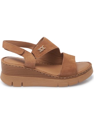 Tergan Kahverengi Hakiki Süet Deri Kadın Sandalet - K25Y1SN67982-U2Y
