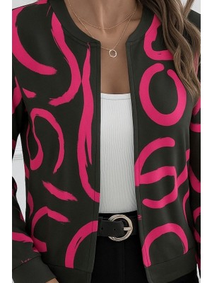 Hariqa Kadın Uzun Kollu Önden Fermuarlı Kısa Şardonlu Dalgıç Ceket