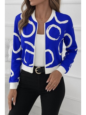 Gacha Kadın Uzun Kollu Önden Fermuarlı Kısa Şardonlu Dalgıç Ceket