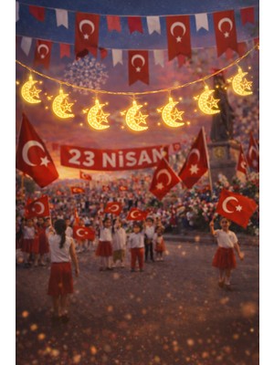 Okavango 1,5 Metre 1 Yıldız 1 Ay Led, 23 Nisan Süsleri 23 Nisan Okul Anaokulu Süslemeleri