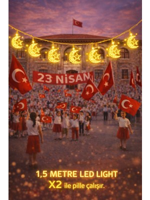 Okavango 1,5 Metre 1 Yıldız 1 Ay Led, 23 Nisan Süsleri 23 Nisan Okul Anaokulu Süslemeleri