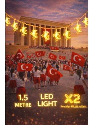 Pairla 1,5 Metre 3 Yıldız 1 Ay Led, 23 Nisan Süsleri 23 Nisan Okul Anaokulu Süslemeleri