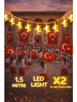 Pairla 1,5 Metre 3 Yıldız 1 Ay Led, 23 Nisan Süsleri 23 Nisan Okul Anaokulu Süslemeleri