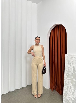 Decostyle Cırtlı Pantolon Krep Bej Pt