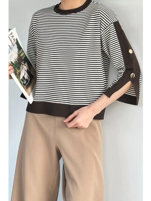 Gülseli Kadın Çizgili Triko Bluz P-00020924