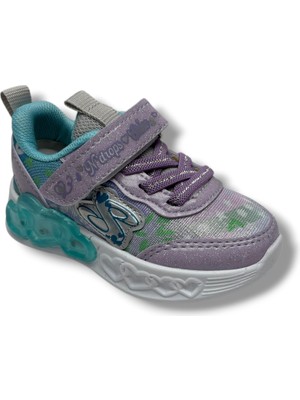 Ndrops 032-26 Anorak Rugan Yıldızlı Anatomik Kız Çocuk Sneaker Lila Turkuaz 22-25