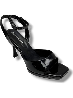 Erbay 603-26 Rugan Deri Tek Bant Topuklu Kadın Sandalet (10CM)