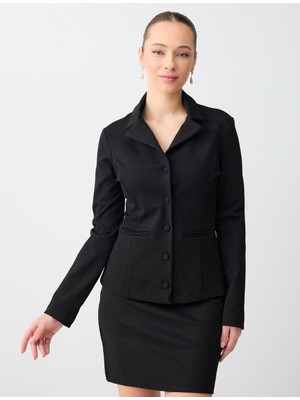 Jimmy Key Siyah Normal Bel Düz Kesim Beli Lastikli Örme Mini Etek