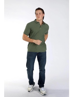 Lee Cooper Tylen Erkek %100 Pamuk Polo Yaka T-Shirt Haki