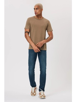 Lee Cooper Gael Erkek %100 Pamuk O Yaka T-Shirt Koyu Bej