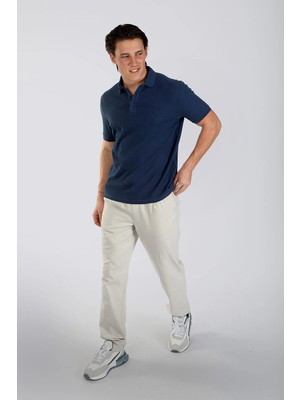 Lee Cooper Tylen Erkek %100 Pamuk Polo Yaka T-Shirt Açık Lacivert