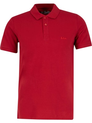 Lee Cooper Twins Erkek %100 Pamuk Polo Yaka T-Shirt Koyu Kırmızı