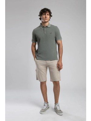 Lee Cooper Mules Erkek %100 Pamuk Polo Yaka T-Shirt Haki