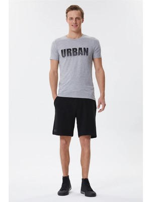 Lee Cooper Brendon Erkek %100 Pamuk Bisiklet Yaka T-Shirt Gri Melanj