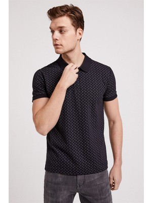 Lee Cooper Nature Erkek %100 Pamuk Baskılı Polo Yaka T-Shirt Siyah