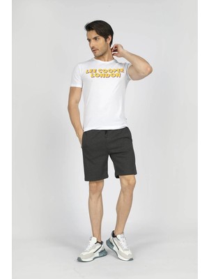 Lee Cooper Mike Erkek %100 Pamuk O Yaka T-Shirt Beyaz