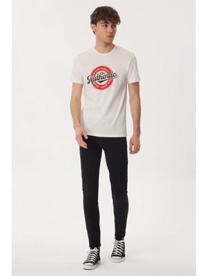 Lee Cooper Authen Erkek %100 Pamuk O Yaka T-Shirt Beyaz