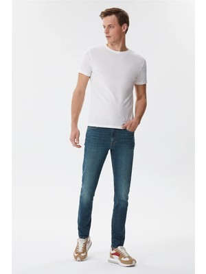 Lee Cooper Gael Erkek %100 Pamuk Bisiklet Yaka T-Shirt Kirik Beyaz