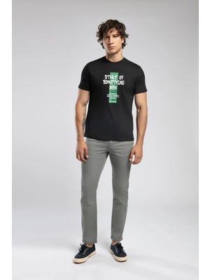 Lee Cooper Ric Erkek %100 Pamuk O Yaka T-Shirt Siyah