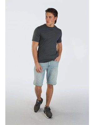 Lee Cooper Gael Erkek %100 Pamuk O Yaka T-Shirt İndigo