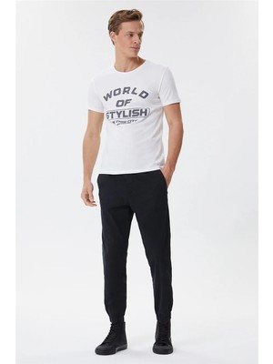 Lee Cooper Stylish Erkek Bisiklet Yaka T-Shirt Beyaz