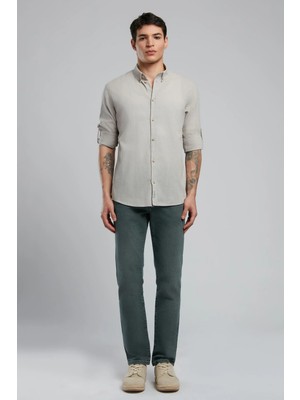 Lee Cooper Darell Erkek %100 Pamuk Uzun Kol Dokuma Gömlek Gri