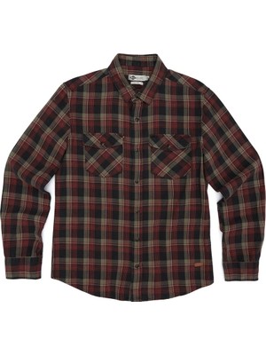 Lee Cooper Leonel Erkek %100 Pamuk Dokuma Gömlek Lacivert-Bordo Ekoseli