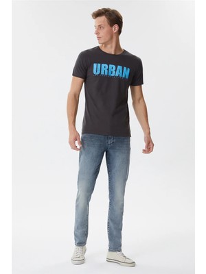 Lee Cooper Brendon Erkek %100 Pamuk Bisiklet Yaka T-Shirt Antrasit