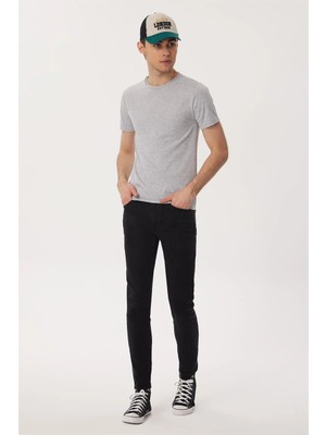 Lee Cooper Gael Erkek %100 Pamuk O Yaka T-Shirt Gri Melanj