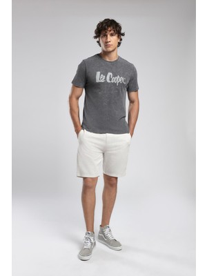 Lee Cooper New Drawing Erkek %100 Pamuk O Yaka T-Shirt Gri