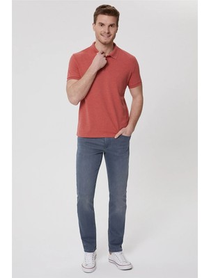 Lee Cooper Miless Erkek %100 Pamuk Polo Yaka T-Shirt Koyu Mercan