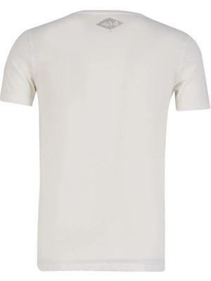 Lee Cooper Teraphy Erkek %100 Pamuk Bisiklet Yaka T-Shirt Off White