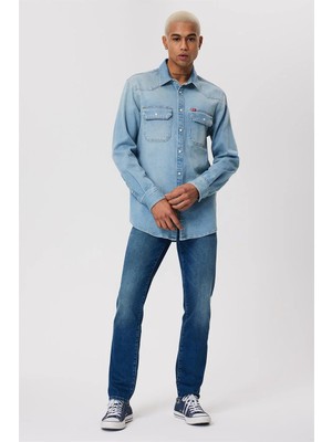 Lee Cooper Ken 1 Erkek %100 Pamuk Jean Gömlek Denim