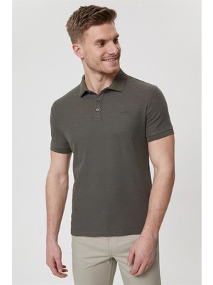 Lee Cooper Tylen Erkek %100 Pamuk Polo Yaka T-Shirt Haki