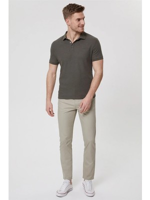 Lee Cooper Tylen Erkek %100 Pamuk Polo Yaka T-Shirt Haki