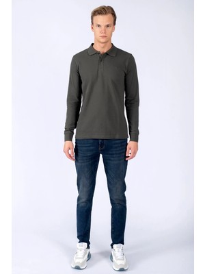 Lee Cooper Soon Erkek %100 Pamuk Uzun Kol T-Shirt Haki