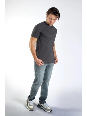 Lee Cooper Baselo Erkek %100 Pamuk O Yaka T-Shirt Antrasit