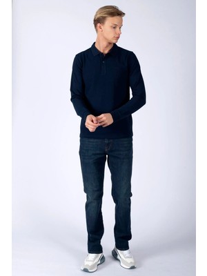 Lee Cooper Soon Erkek %100 Pamuk Uzun Kol T-Shirt Lacivert