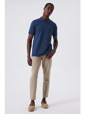 Lee Cooper Newmixed Erkek %100 Pamuk Polo Yaka T-Shirt Açık Lacivert