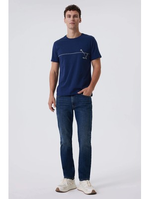 Lee Cooper Earl Erkek %100 Pamuk O Yaka T-Shirt Lacivert