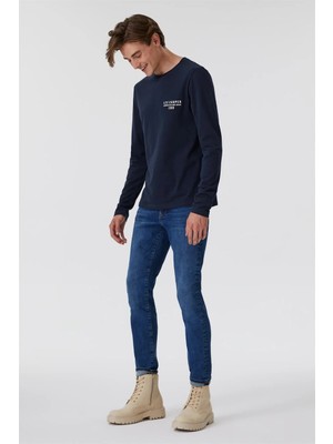 Lee Cooper Renzo Erkek %100 Pamuk O Yaka Uzun Kol T-Shirt Lacivert