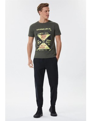 Lee Cooper Kenway Erkek %100 Pamuk Bisiklet Yaka T-Shirt Haki