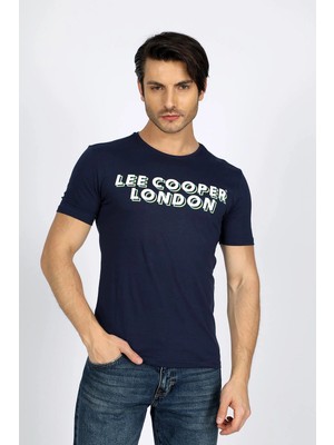 Lee Cooper Mike Erkek %100 Pamuk O Yaka T-Shirt Lacivert